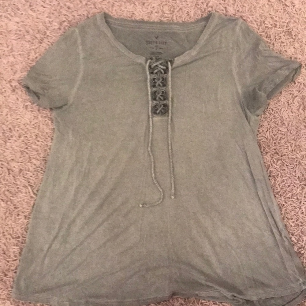 American Eagle Gray Tie Top